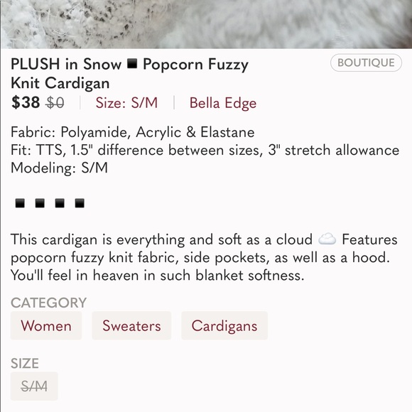 ❌SOLD❌PLUSH in Snow- Popcorn Knit Cardigan - Picture 6 of 9